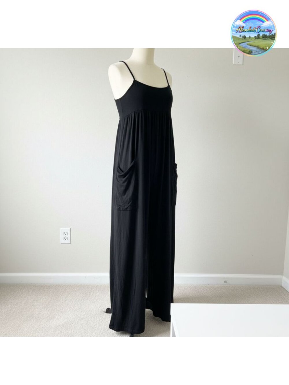 Spaghetti Strap Wide Leg Jumpsuit with Pockets Smocked Back Sleeveless